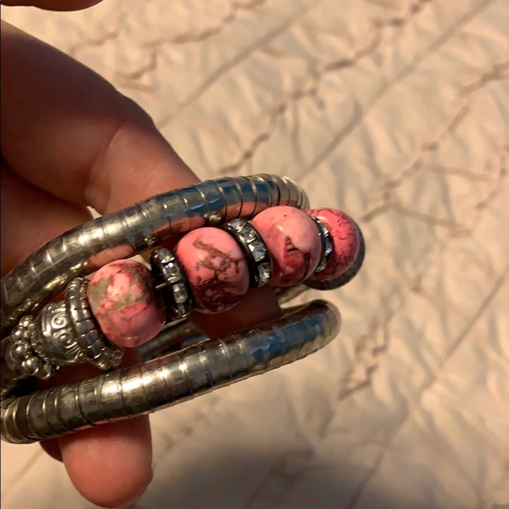 Pink and silver handmade bracelet